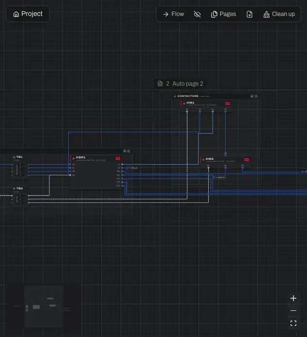Drag a block where it lives in the enclosure. Clean up (⌘U) lines the selection back up and reroutes, with Undo.